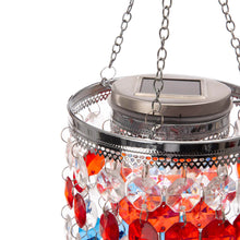 Load image into Gallery viewer, 19&quot;H Solar Lighted Hanging Décor with Red, White, Blue Acrylic Jewel Beads
