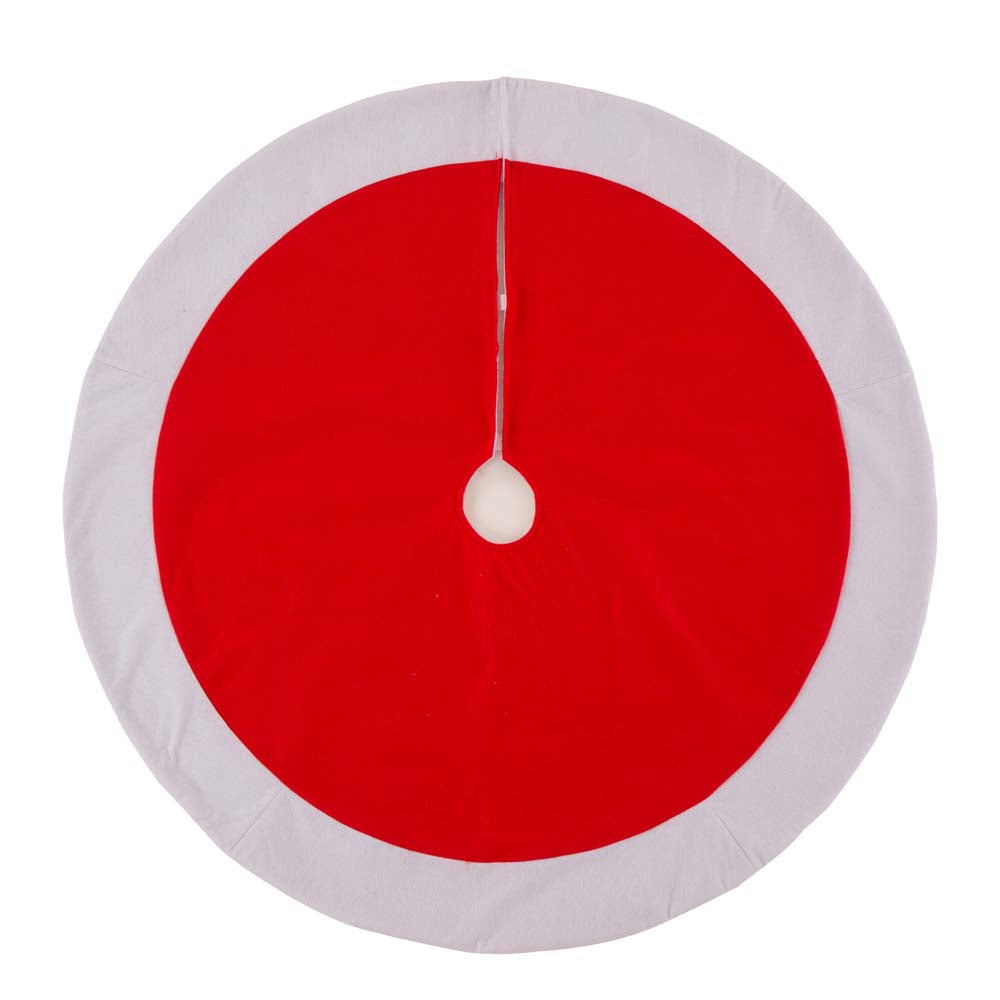 48“D Red & White Felt Christmas Tree Skirt