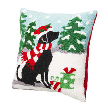 Load image into Gallery viewer, 14&quot;L Hooked Christmas Dog Throw Pillow
