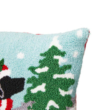 Load image into Gallery viewer, 14&quot;L Hooked Christmas Dog Throw Pillow
