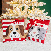 Load image into Gallery viewer, 14&quot;L Hooked 3D Meow &amp; Woof Throw Pillows, Set of 2
