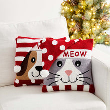 Load image into Gallery viewer, 14&quot;L Hooked 3D Meow &amp; Woof Throw Pillows, Set of 2
