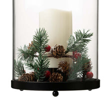 Load image into Gallery viewer, 8.5&quot;H Christmas Greenery Glass Lantern
