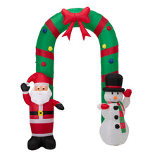 Load image into Gallery viewer, 8 ft Lighted Inflatable Santa and Snowman Gate Arch
