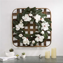Load image into Gallery viewer, 24&quot;D Magnolia Wreath with 24&quot;L Bamboo Basket
