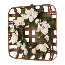 Load image into Gallery viewer, 24&quot;D Magnolia Wreath with 24&quot;L Bamboo Basket
