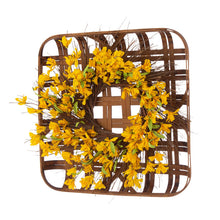 Load image into Gallery viewer, 24&quot;D Artificial Winter Jasmine Wreath with 24&quot;L Bamboo Basket
