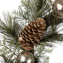 Load image into Gallery viewer, 24&quot;D LED Pre-Lit Greenery Berry Holly Pine cone Silver Ornament Wreath
