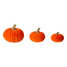 Load image into Gallery viewer, Orange Velvet/Resin Pumpkins Decor, Set of 3
