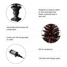 Load image into Gallery viewer, 4 ft Lighted Black PVC Tips Porch Tree With 100 Orange LED Lights
