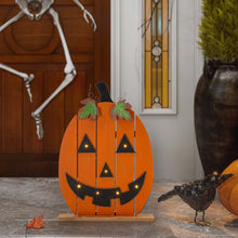 Load image into Gallery viewer, 30&quot;H Lighted Wooden Cutout Pumpkin Porch Decor
