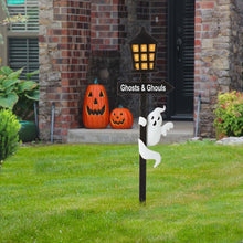 Load image into Gallery viewer, 42&quot;H Lighted Halloween Wooden Street Lamp Design Yard Stake
