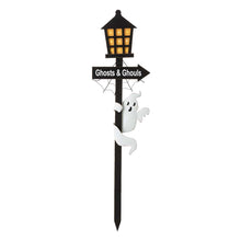 Load image into Gallery viewer, 42&quot;H Lighted Halloween Wooden Street Lamp Design Yard Stake
