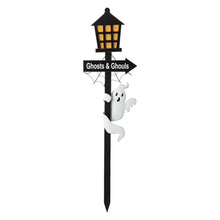 Load image into Gallery viewer, 42&quot;H Lighted Halloween Wooden Street Lamp Design Yard Stake

