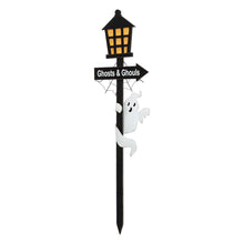 Load image into Gallery viewer, 42&quot;H Lighted Halloween Wooden Street Lamp Design Yard Stake
