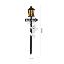 Load image into Gallery viewer, 42&quot;H Lighted Halloween Wooden Street Lamp Design Yard Stake
