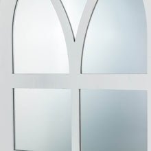 Load image into Gallery viewer, 40.16&quot;H Wash White Wooden Cathedral Windowpane Wall Mirror Decor
