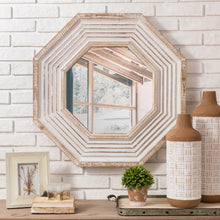 Load image into Gallery viewer, Vintage Octagonal Wooden Wall Mirror

