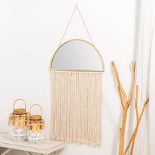 Load image into Gallery viewer, 47.25&quot;H Regency Modern/Boho Metal Semicircle Wall Mirror With Tassels Hanging Decor
