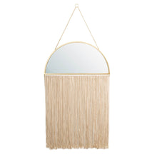 Load image into Gallery viewer, 47.25&quot;H Regency Modern/Boho Metal Semicircle Wall Mirror With Tassels Hanging Decor
