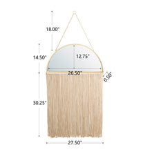 Load image into Gallery viewer, 47.25&quot;H Regency Modern/Boho Metal Semicircle Wall Mirror With Tassels Hanging Decor
