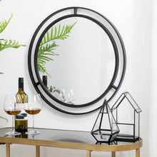 Load image into Gallery viewer, 24.00&quot;D Deluxe Black Metal Round Wall Mirror
