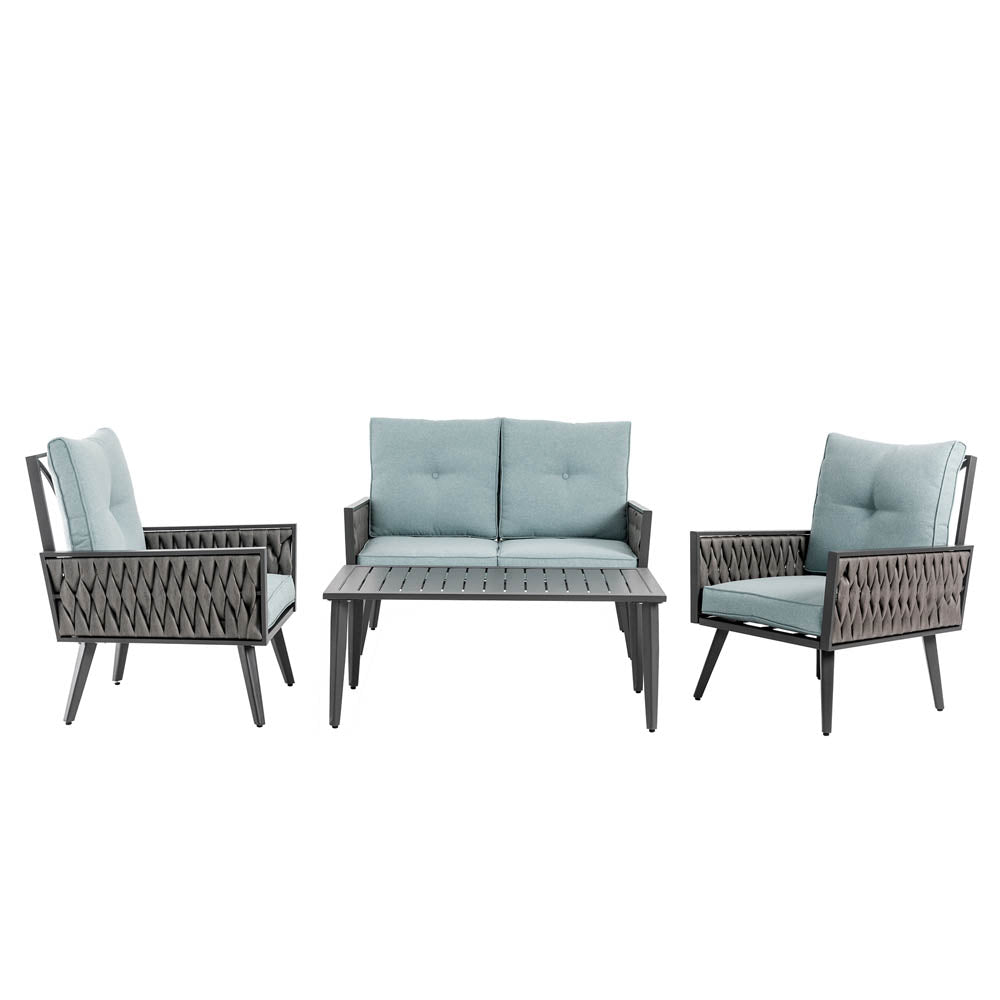4 Piece Outdoor Patio All-Weather Wicker Sectional