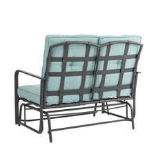 Load image into Gallery viewer, 45.25&quot;L Outdoor Patio Loveseat Glider Chair with Blue Cushions
