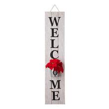 Load image into Gallery viewer, 42&quot;H Wooden White WELCOME Porch Sign with Metal Planter
