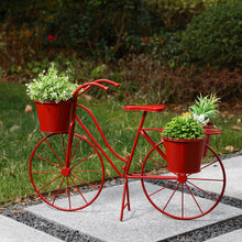 Load image into Gallery viewer, 19&quot;H Hand Painted Red Metal Bicycle Plant Stand
