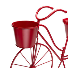 Load image into Gallery viewer, 19&quot;H Hand Painted Red Metal Bicycle Plant Stand
