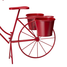 Load image into Gallery viewer, 19&quot;H Hand Painted Red Metal Bicycle Plant Stand
