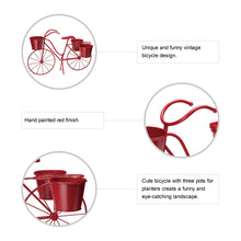 Load image into Gallery viewer, 19&quot;H Hand Painted Red Metal Bicycle Plant Stand
