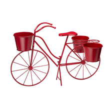 Load image into Gallery viewer, 19&quot;H Hand Painted Red Metal Bicycle Plant Stand
