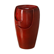 Load image into Gallery viewer, 21.25&quot;H Red Ceramic Pot Fountain with Pump and LED Light
