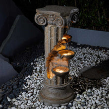 Load image into Gallery viewer, 36.75&quot;H Oversized European Style Faux Stone Sculpture 3-Tier Polyresin Outdoor Fountain with LED Light and Pump
