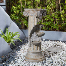 Load image into Gallery viewer, 36.75&quot;H Oversized European Style Faux Stone Sculpture 3-Tier Polyresin Outdoor Fountain with LED Light and Pump
