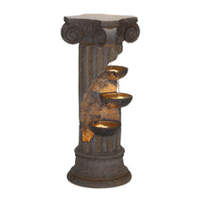 Load image into Gallery viewer, 36.75&quot;H Oversized European Style Faux Stone Sculpture 3-Tier Polyresin Outdoor Fountain with LED Light and Pump
