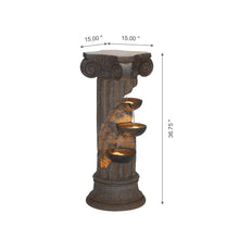 Load image into Gallery viewer, 36.75&quot;H Oversized European Style Faux Stone Sculpture 3-Tier Polyresin Outdoor Fountain with LED Light and Pump
