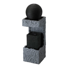 Load image into Gallery viewer, 34.75&quot;H Modern Black and Grey Contrast Geometric Outdoor Fountain with LED Light and Pump
