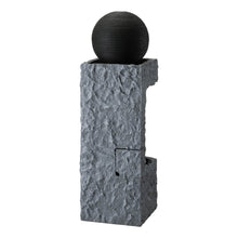 Load image into Gallery viewer, 34.75&quot;H Modern Black and Grey Contrast Geometric Outdoor Fountain with LED Light and Pump
