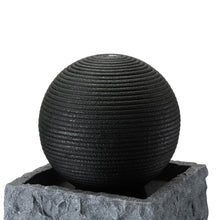 Load image into Gallery viewer, 34.75&quot;H Modern Black and Grey Contrast Geometric Outdoor Fountain with LED Light and Pump

