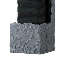 Load image into Gallery viewer, 34.75&quot;H Modern Black and Grey Contrast Geometric Outdoor Fountain with LED Light and Pump
