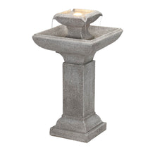 Load image into Gallery viewer, 25.75&quot;H Modern and Minimalist Pedestal 2-Tier Polyresin Outdoor Fountain with LED Light and Pump
