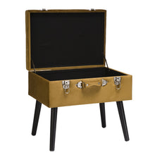 Load image into Gallery viewer, 19.70&quot;L Glod Velvet Upholstered Storage Stool with Black Solid Rubberwood Legs
