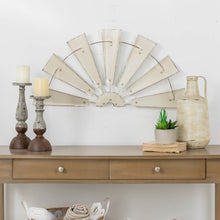 Load image into Gallery viewer, 32&quot;L Vintage Beige Farmhouse Half Wind Spinner Wall Decor
