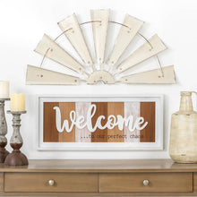 Load image into Gallery viewer, 32&quot;L Vintage Beige Farmhouse Half Wind Spinner Wall Decor
