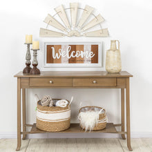 Load image into Gallery viewer, 32&quot;L Vintage Beige Farmhouse Half Wind Spinner Wall Decor
