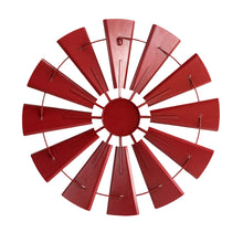 Load image into Gallery viewer, 28.50&quot;D Vintage Red Metal Wind Spinner Wall Décor
