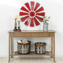Load image into Gallery viewer, 28.50&quot;D Vintage Red Metal Wind Spinner Wall Décor
